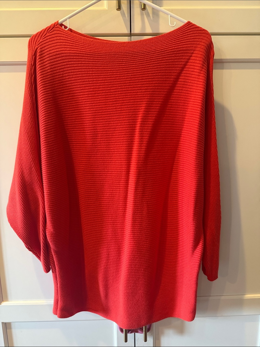 Vince Camuto Women's Ribbed Boatneck Sweater - Red/coral medium